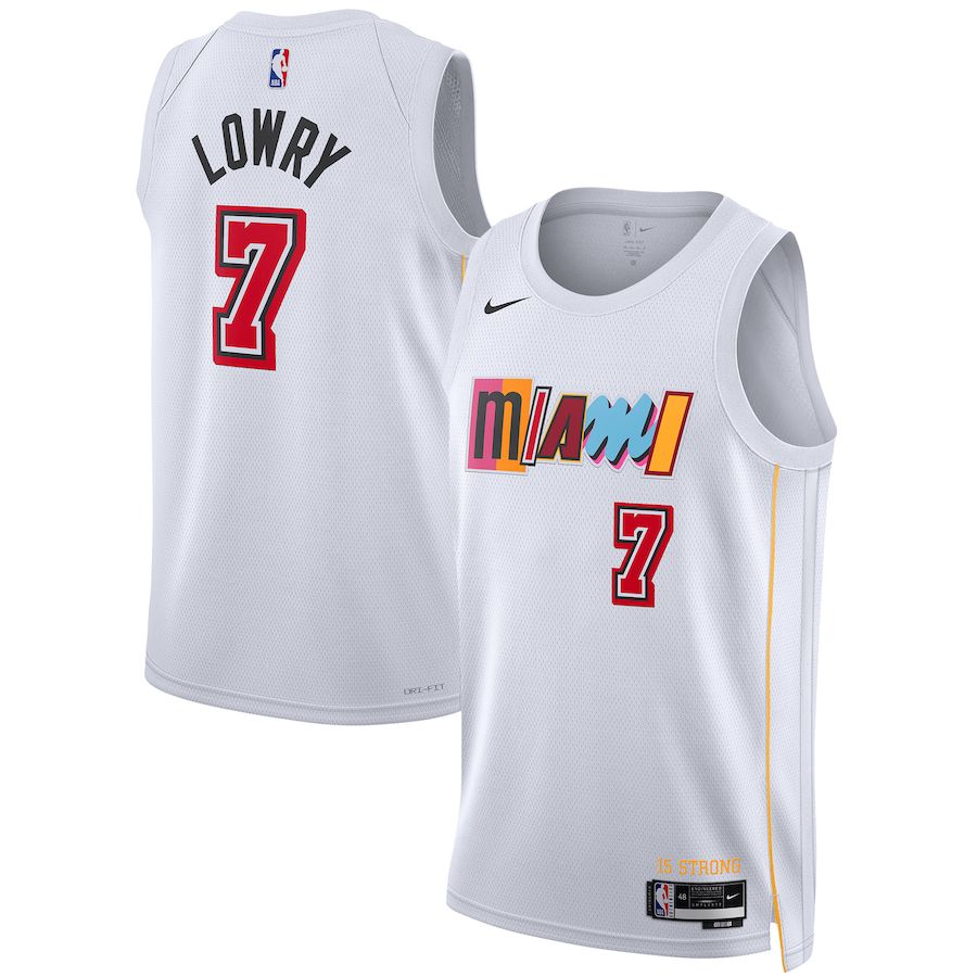 Men Miami Heat 7 Kyle Lowry Nike White City Edition 2022-23 Swingman NBA Jersey